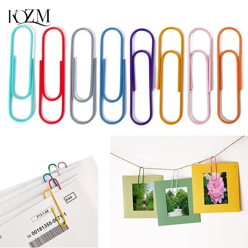 

10Pcs/lot 100mm Metal Big Paper Clips Large Colorful Notes Classified Clips Bookmark Student Stationery School Office Supplies