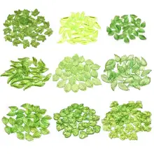 30/50pcs Green Transparent Leaf Shape Acrylic Bead Pendant Loose Bead For DIY Jewelry Making Necklace Bracelet Charm Accessories