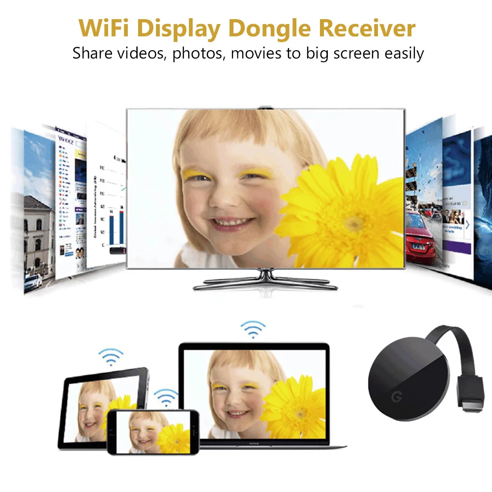

Wireless Wifi HDMI Display Dongle Transmitter Receiver 2.4G 5G HD 1080P for Airplay Miracast Mirroring Cable Adapter iOS Android
