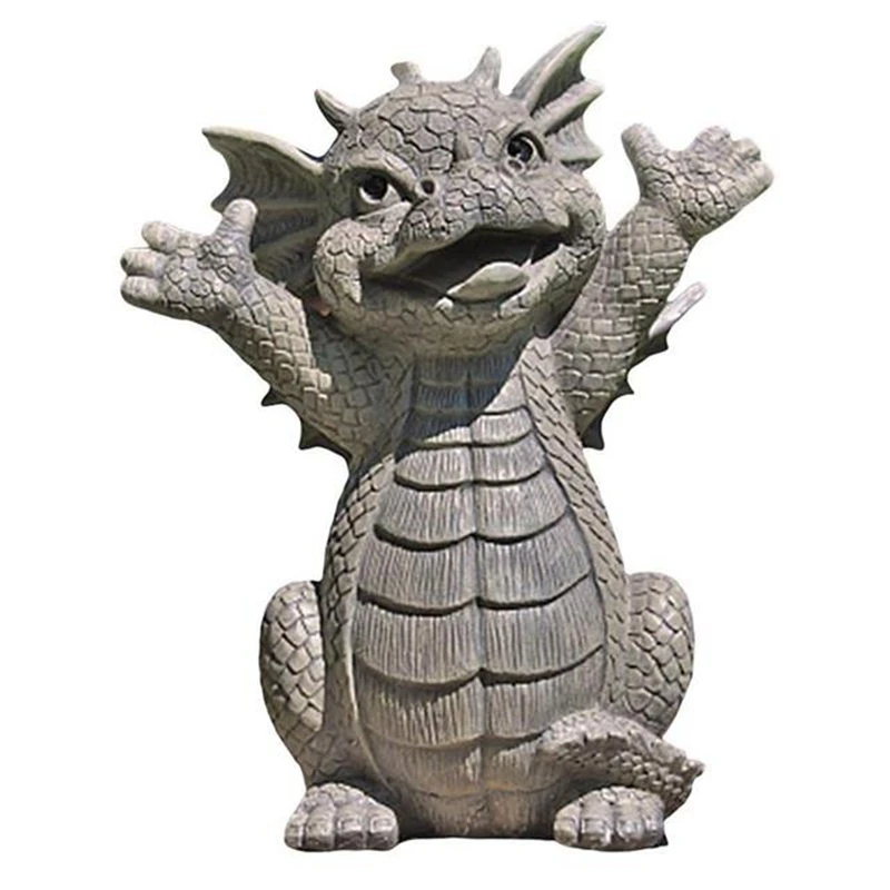 

LICG Garden Dragon Meditated Statue Collecting 18Cm Resin Ornament Outdoor Yard Decoration