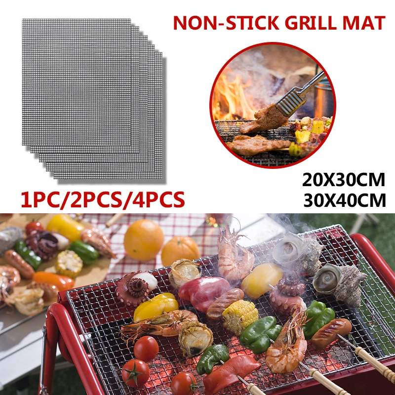 

1/2/4PCS Non-Stick BBQ Grid Pad BBQ Grill Outdoor Mesh Grilling Bag Heat Resistant Vegetable Meat Cook Reusable BBQ Accessories