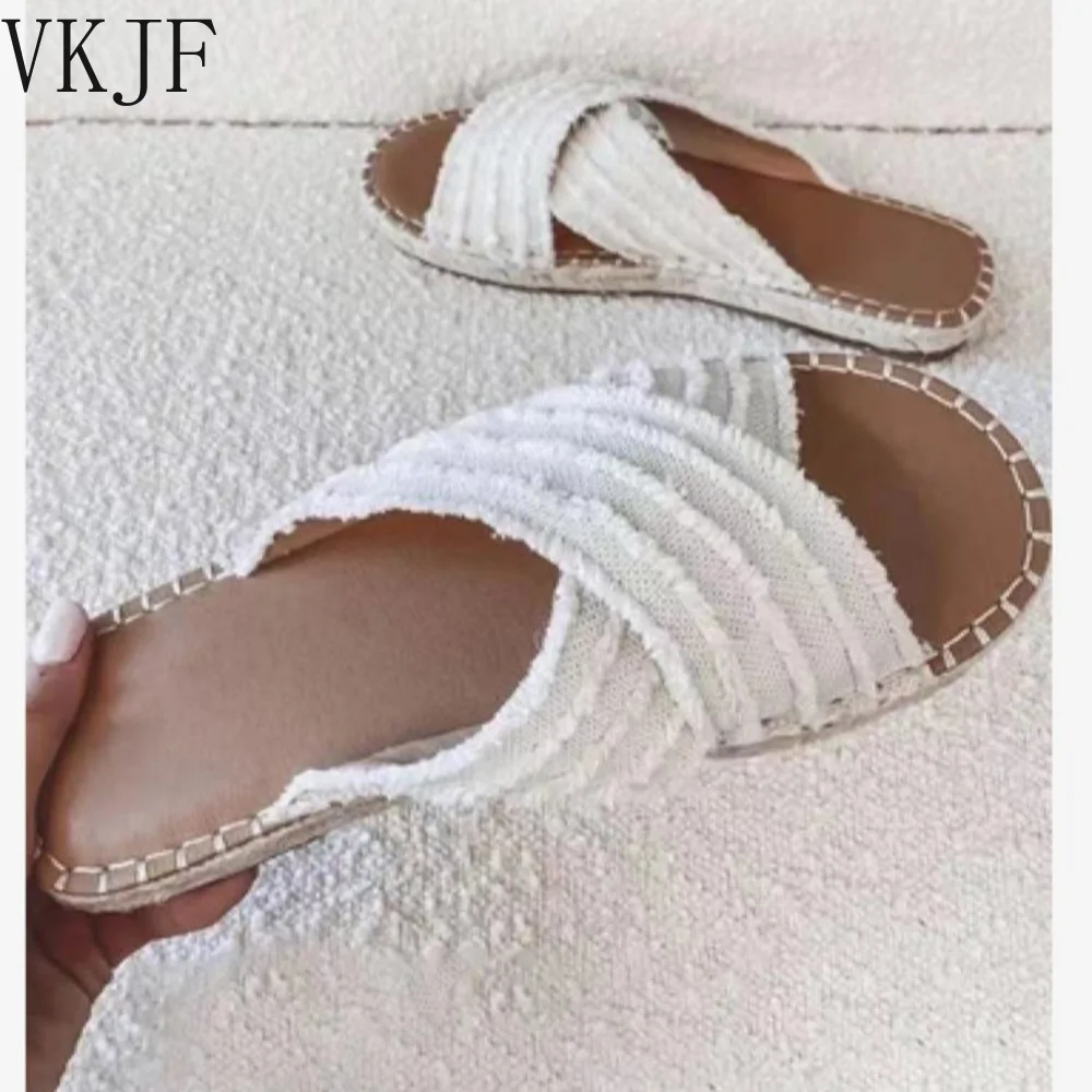 

2023 Women's Sandals Bohemian Flats Slipper Vintage Lightweight Open Toe Casual Comfortable Weave Roman Shoes Chinelo Feminino