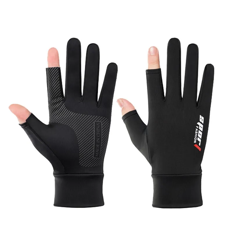1 пара Нескользящие дышащие перчатки для ловли рыбы улицы с двумя пальцами