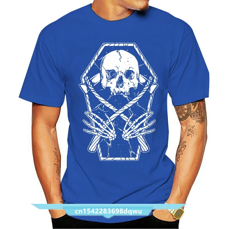 

Grim Reaper Skeleton In A Coffin Womens T-Shirt - Halloween Goth Skeletons