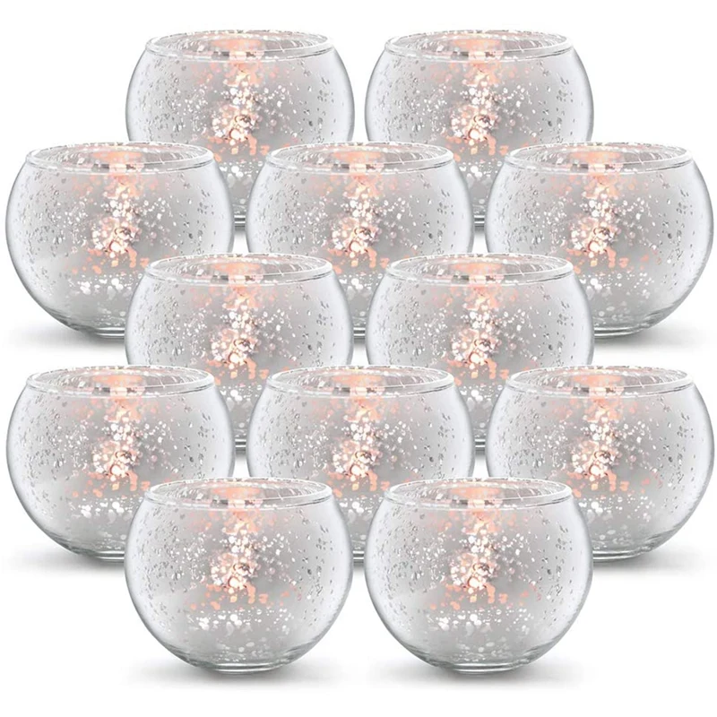 

Круглый Золотой подсвечник для желаний, стеклянный подсвечник из ртути, набор из 12 шт.