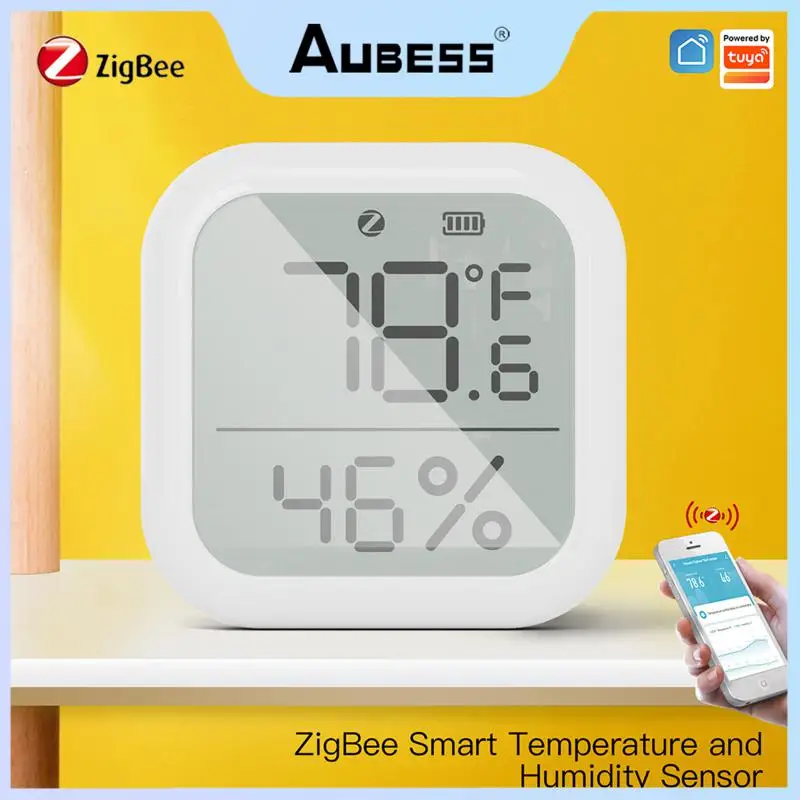 

Smart Zigbee 3.0 LCD Thermometer Hygrometer Indoor Room Temperature Humidity Meter Sensor Remote Control Via Alexa Google Home