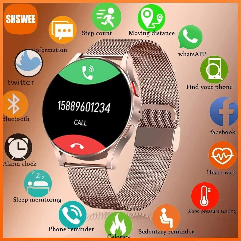 

For Xiaomi Huawei Women Bluetooth Call Smart Watch Heart Rate Blood Pressure Monitoring Waterproof Men Smartwatch