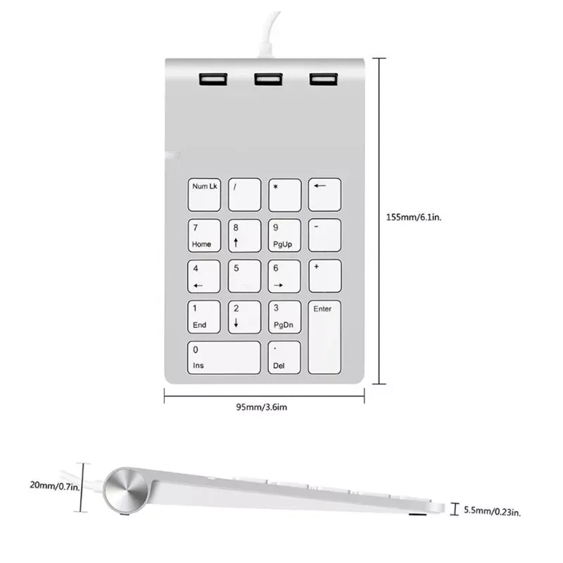 

Ultra Slim Keyboard USB Numeric Keypad 18 Keys Mini USB 2.0 Hubs for Digital Keyboard Number Pad Compute PC Laptop keyboard