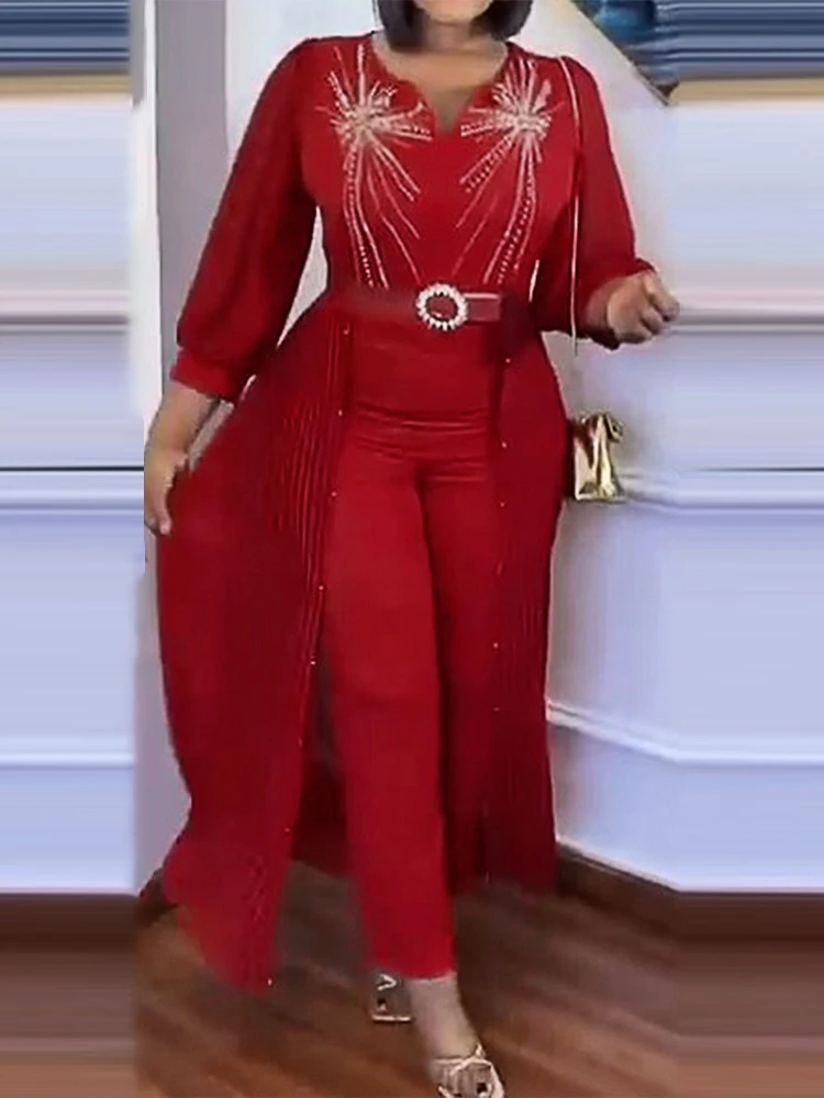 2023 Summer Autumn Clothing Women Jumpsuit African Dashiki Chiffon Bodysuit Kaftan Abayas Dubai Turkey Rompers Combinaison Femme