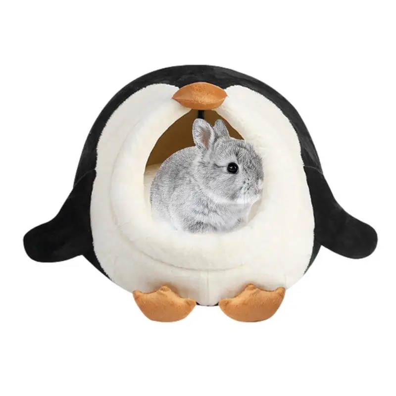 

Маленькая искусственная Милая морская свинка в форме пингвина, милая теплая кровать для хомяка, уютный маленький домашний домик, теплая пещера, гнездо для всех