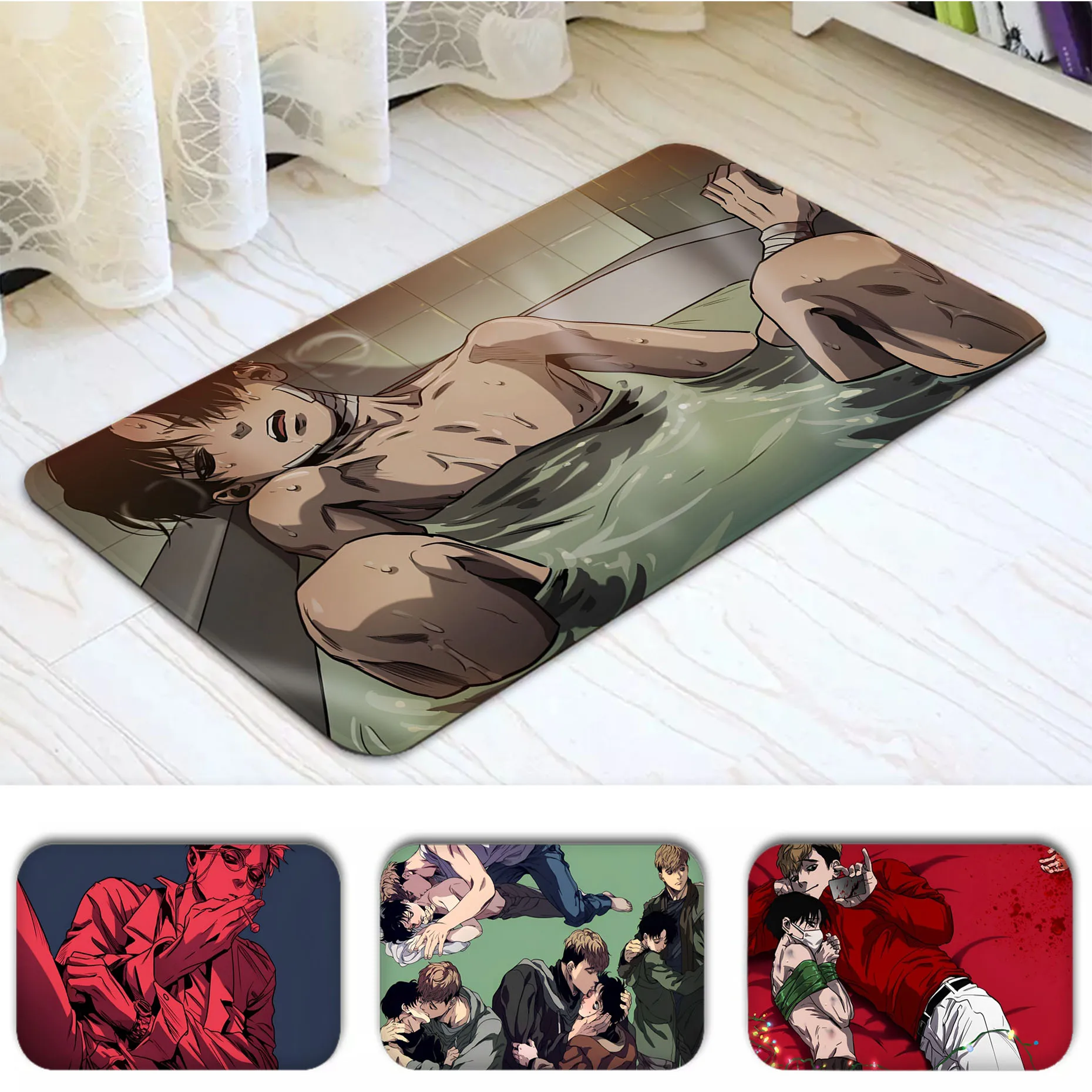 

K-Killing Stalking Floor Mat Room Mats Non-Slip Laundry Room Mat Laundry Decor Balcony Child Living Room Household Carpets
