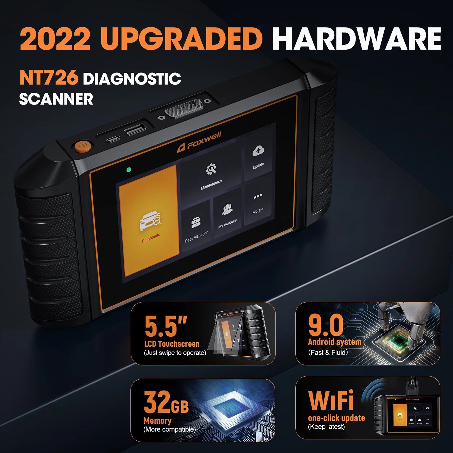 Сканер Foxwell NT726 OBD2 устройство для чтения кодов всех систем с функцией сброса 8