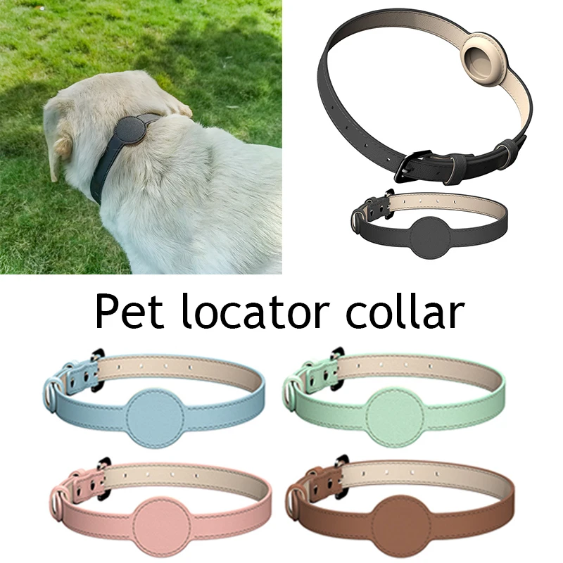 

Soft PU Leather Microfiber Adjustable Dog Collar Product Solid Color Airtag Male Female Dogs Collar Small Large Accessories
