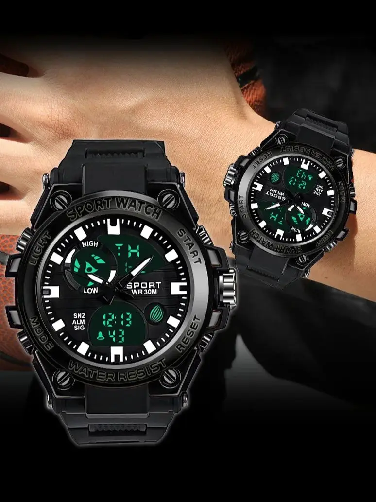 Электронные часы MSTIANQ светящиеся многофункциональные с двойным дисплеем