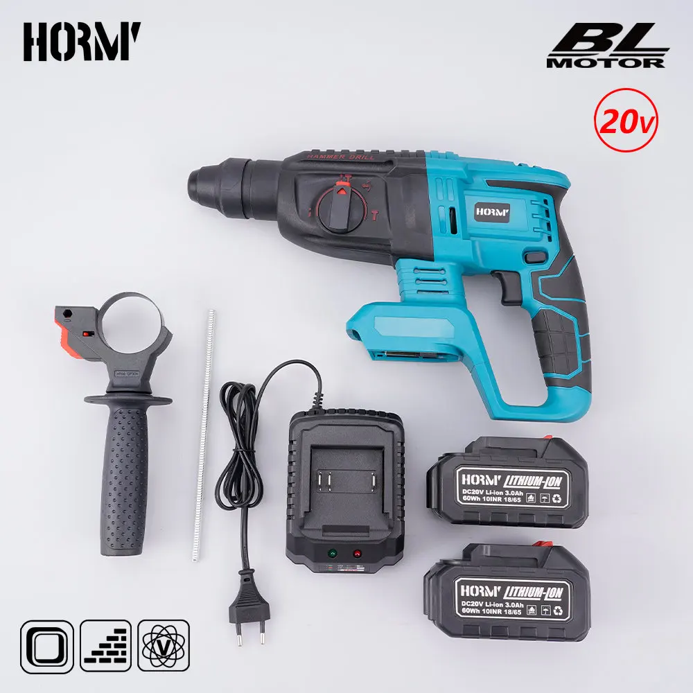 

20V Brushless Cordless Electric Hammer Drill Rotary Hammer Impact Drill For Makita 18V Battery