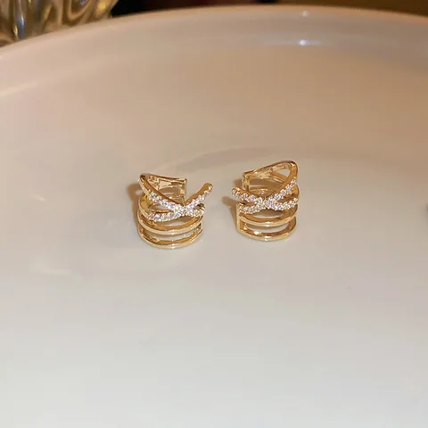 Многослойные циркониевые серьги-клипсы с перекрестными ушками для женщин и девушек модные персонализированные высококачественные бриллиантовые украшения