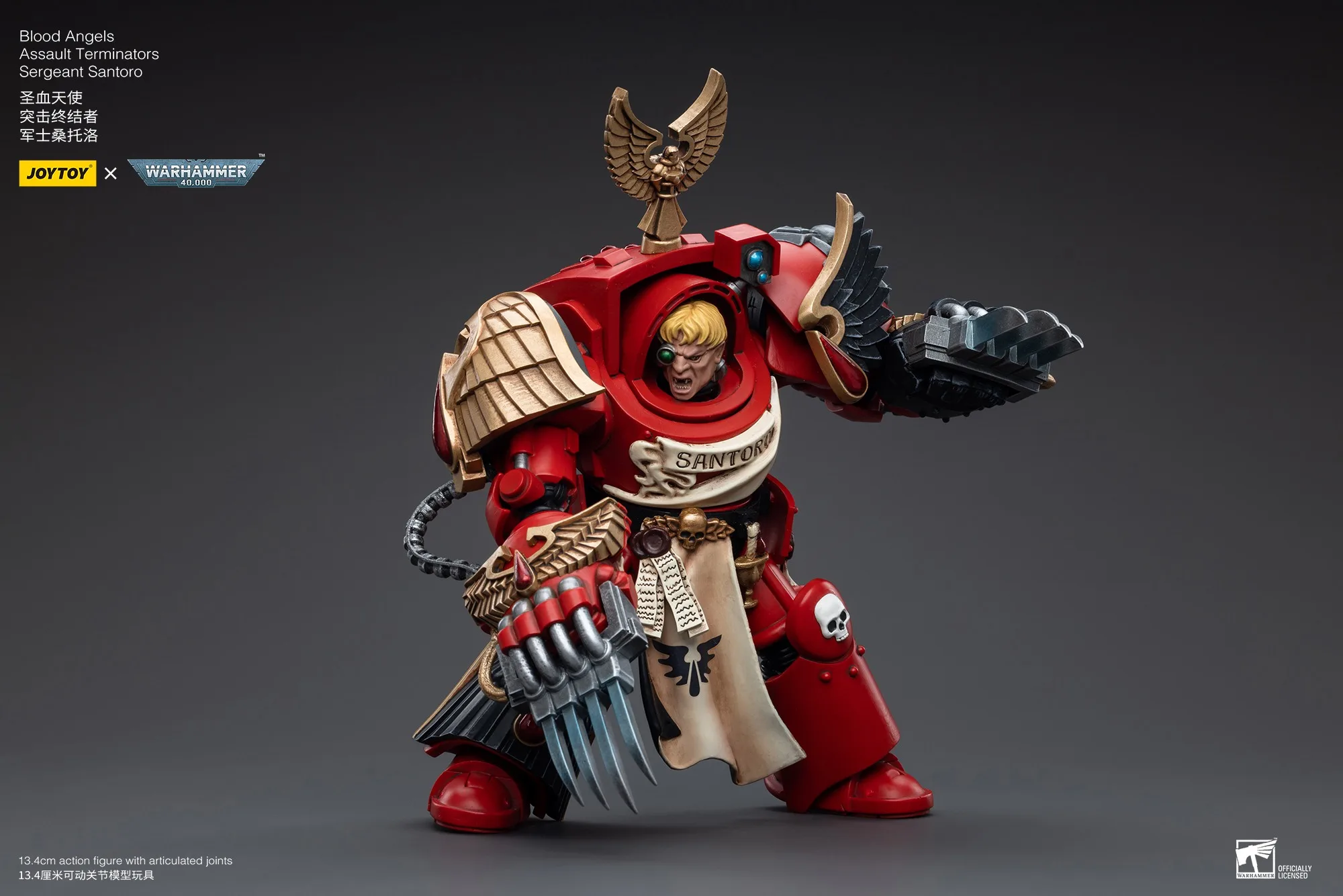 Фото [В НАЛИЧИИ] JOYTOY Warhammer 40K 1/18 Фигурка Blood Angels Assault Terminators Sergeant Santoro Модель игрушки для мальчиков Подарки №3