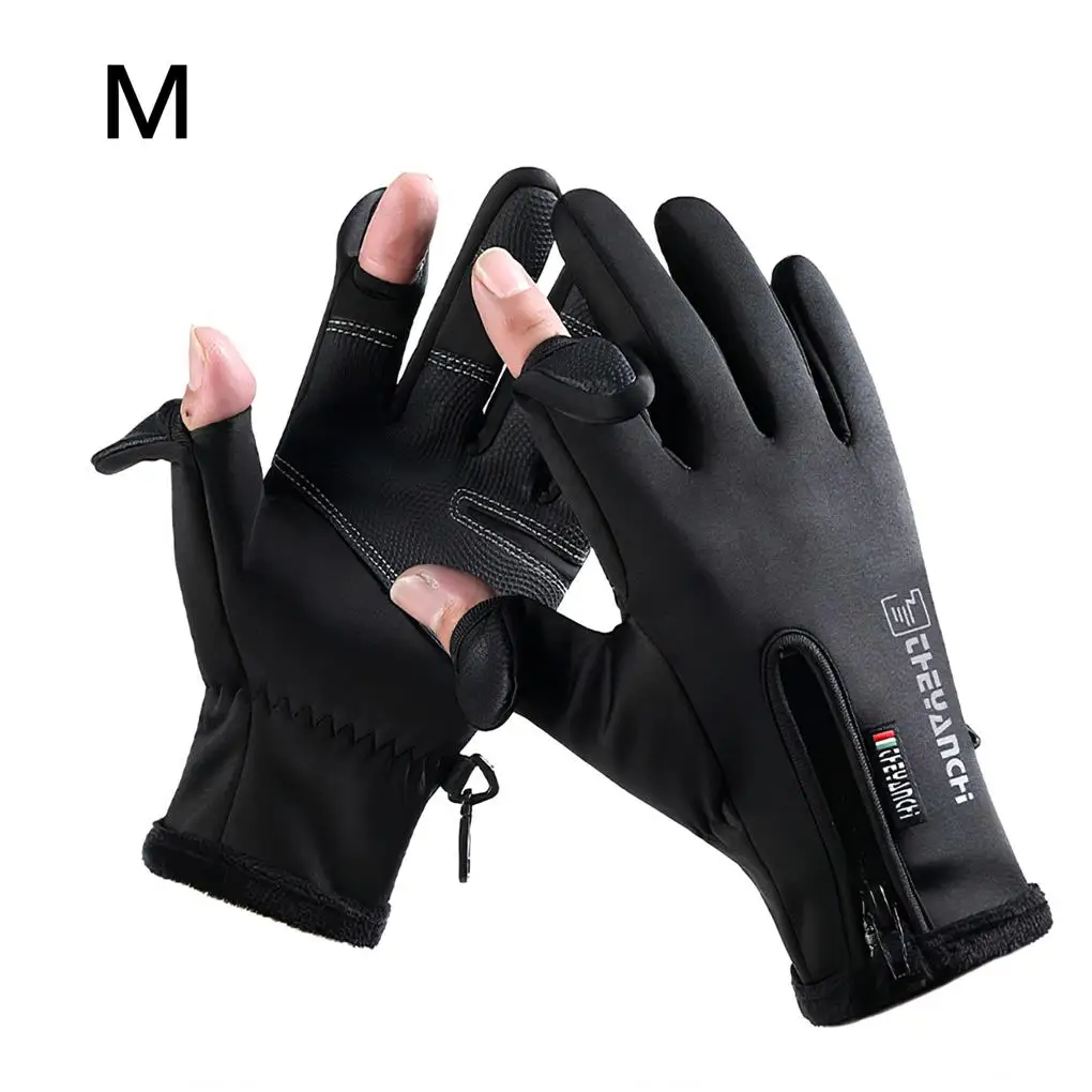 

1 Pair Fishing Gloves Hand Warmer Plush Mitten Sporting Supplies Outdoor Accessories Thicken Design Warmth Non-slippery M