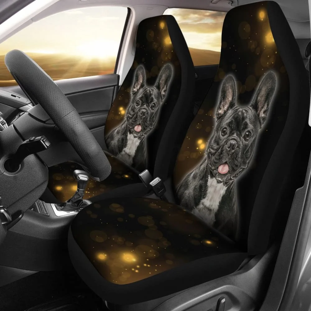 

Чехлы на автомобильные сиденья с французским бульдогом, комплект из 2 универсальных защитных чехлов на передние сиденья
