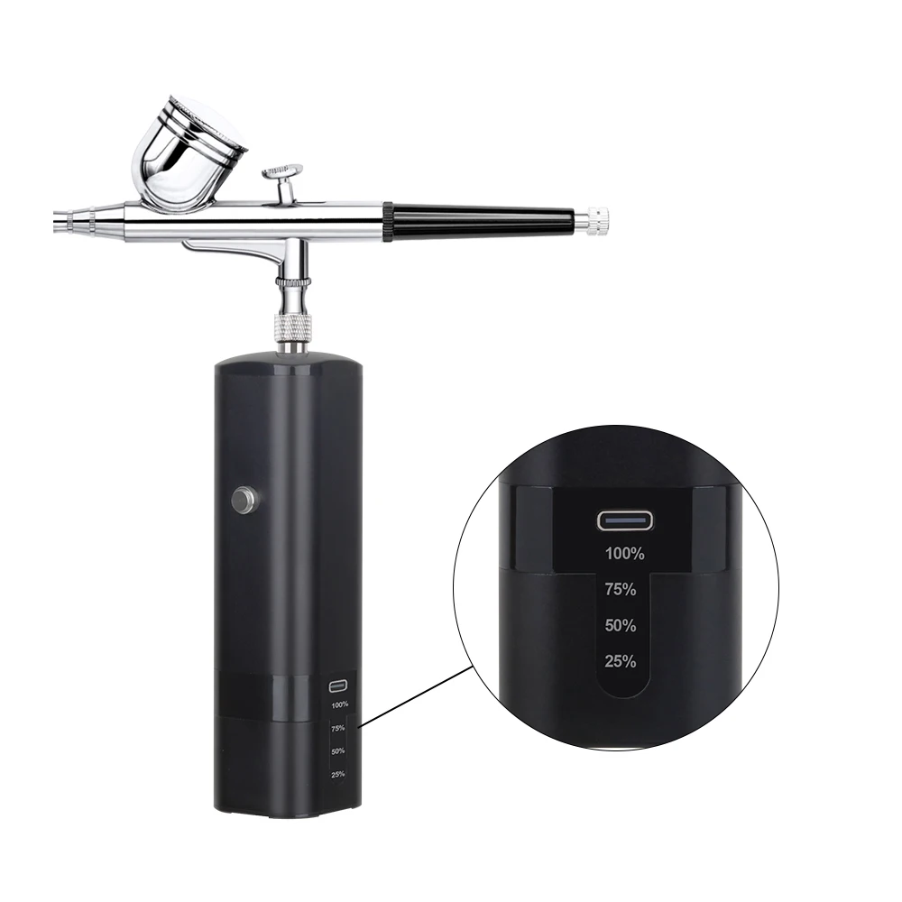 Przenośny bezprzewodowy aerograf z zestawem sprężarki Mini wysokociśnieniowy wymień baterię makijaż zdobienie paznokci tatuaż farba pistolet