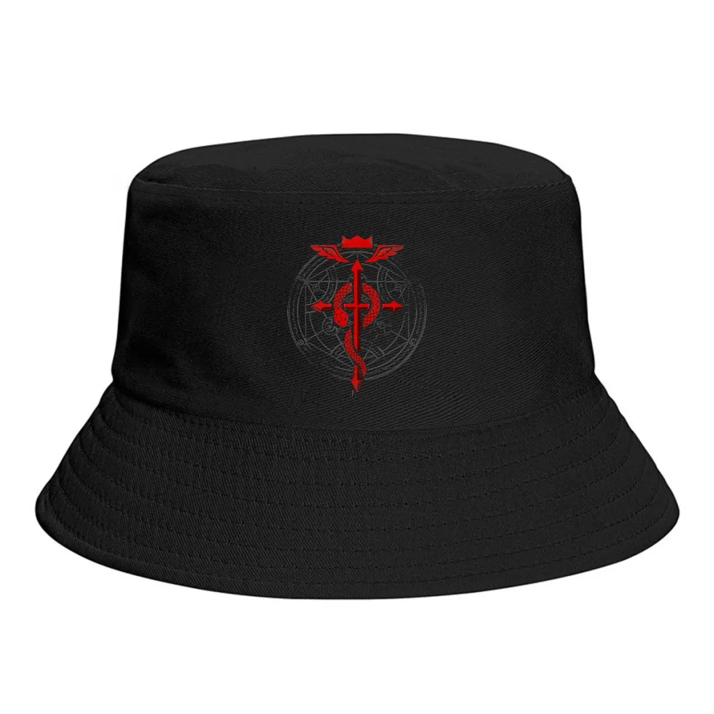 

Tattoo Fullmetal Alchemist Flamel Bucket Hat Polyester Men Teenagers Fisherman Hat Customized Fashion Panama Hat