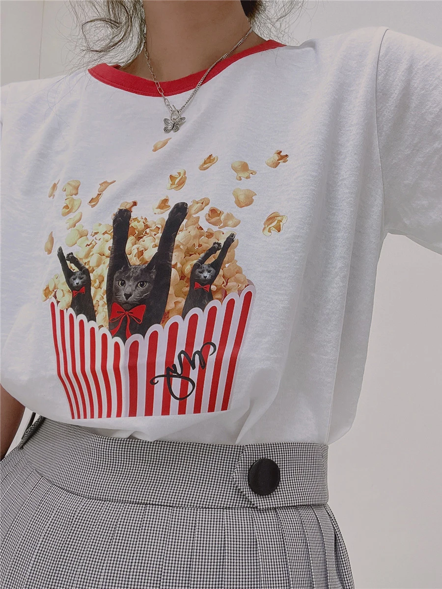 

Animal Creative T-shirt Women Summer Short Sleeves Round Neck Cotton Loose Tshirt Top Female Simple Casual Tee Shirt Clothes