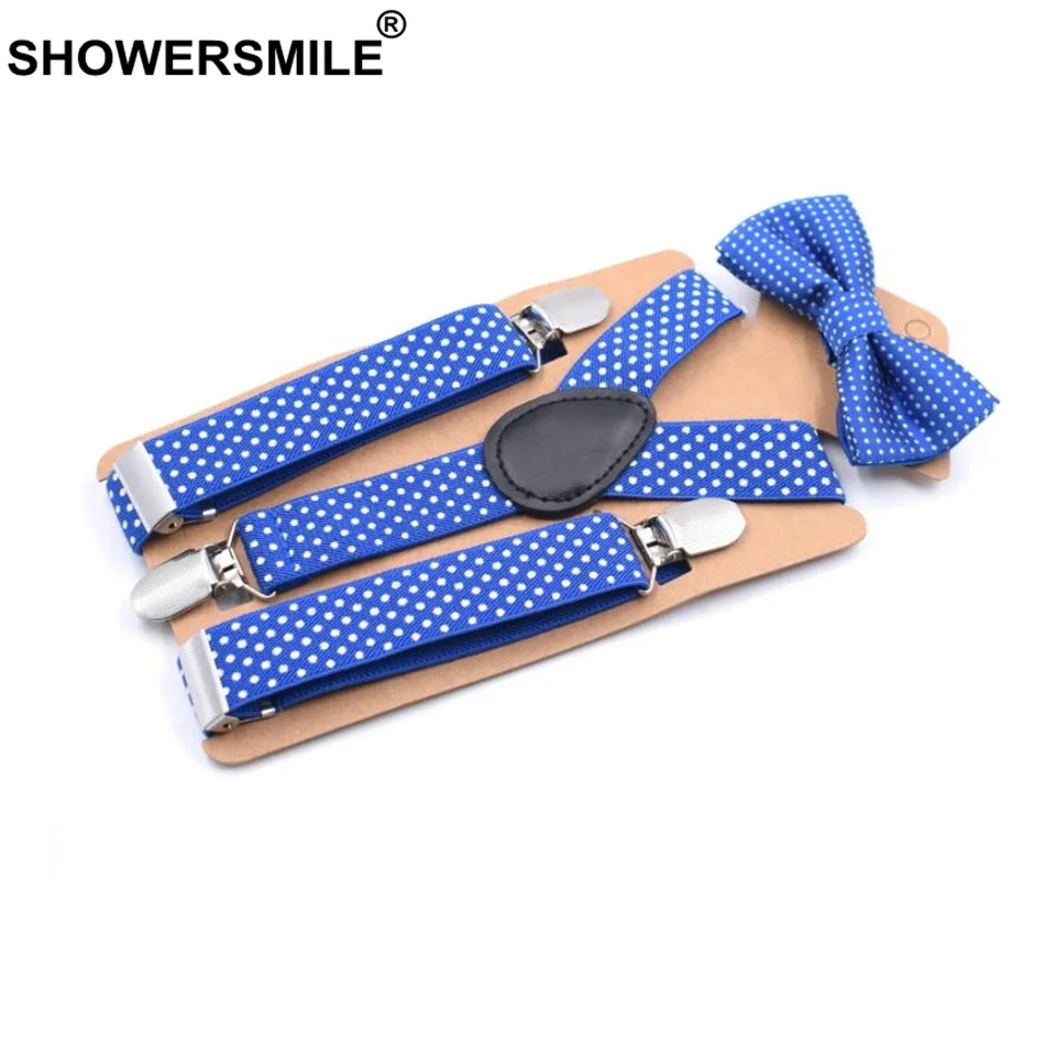 SHOWERSMILE Детские подтяжки и галстуки-бабочки брюки в горошек Брюки на подтяжках