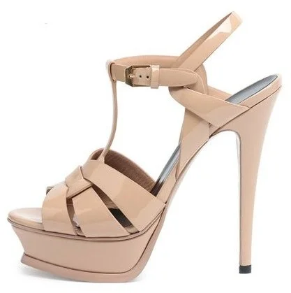 

Top quality luxury Brand Designer Summer Patent Leather Women 14 CM High Heels Platform Sandals Shoes for Women Multi Cors