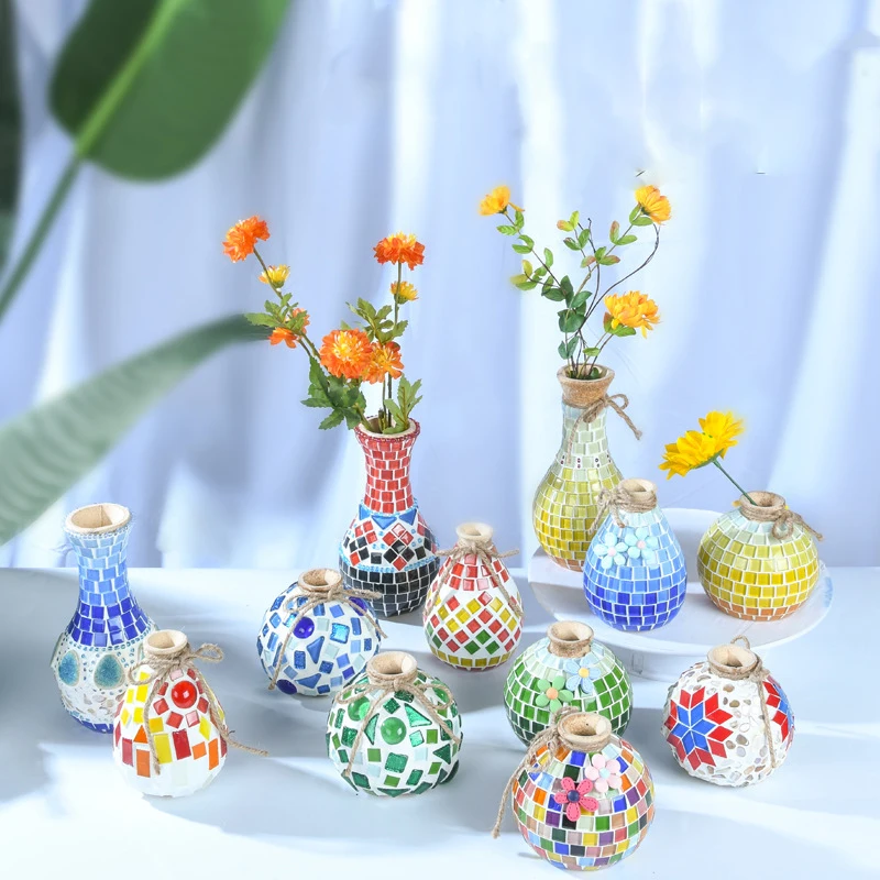 

DIY мозаика набор винтажная деревянная ваза-мозаика материал посылка цветочный горшок художественное украшение ручной работы интерактивны...