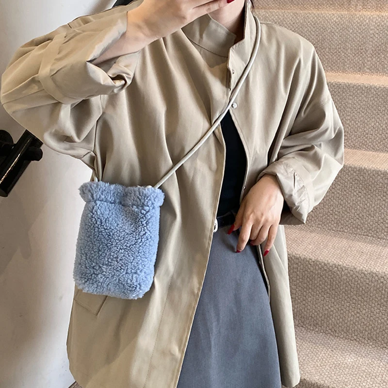 Модная осенне-зимняя новая стильная плюшевая сумка универсальная через плечо