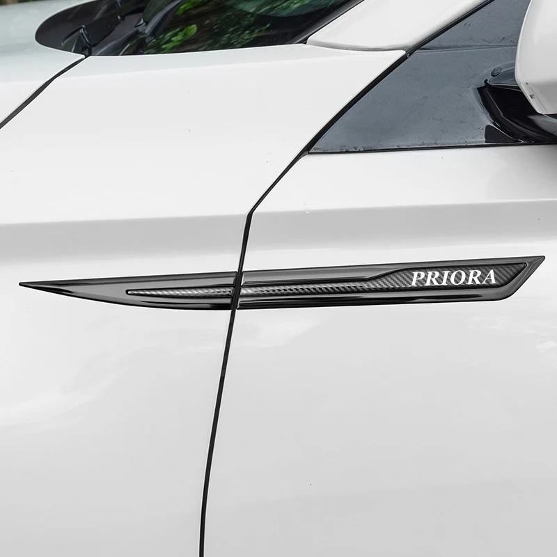 

Car Door Waistline Metal Stickers For Lada Priora Emblem Carbon Fiber Side Wing Fender Decals Body Exterior Accessories