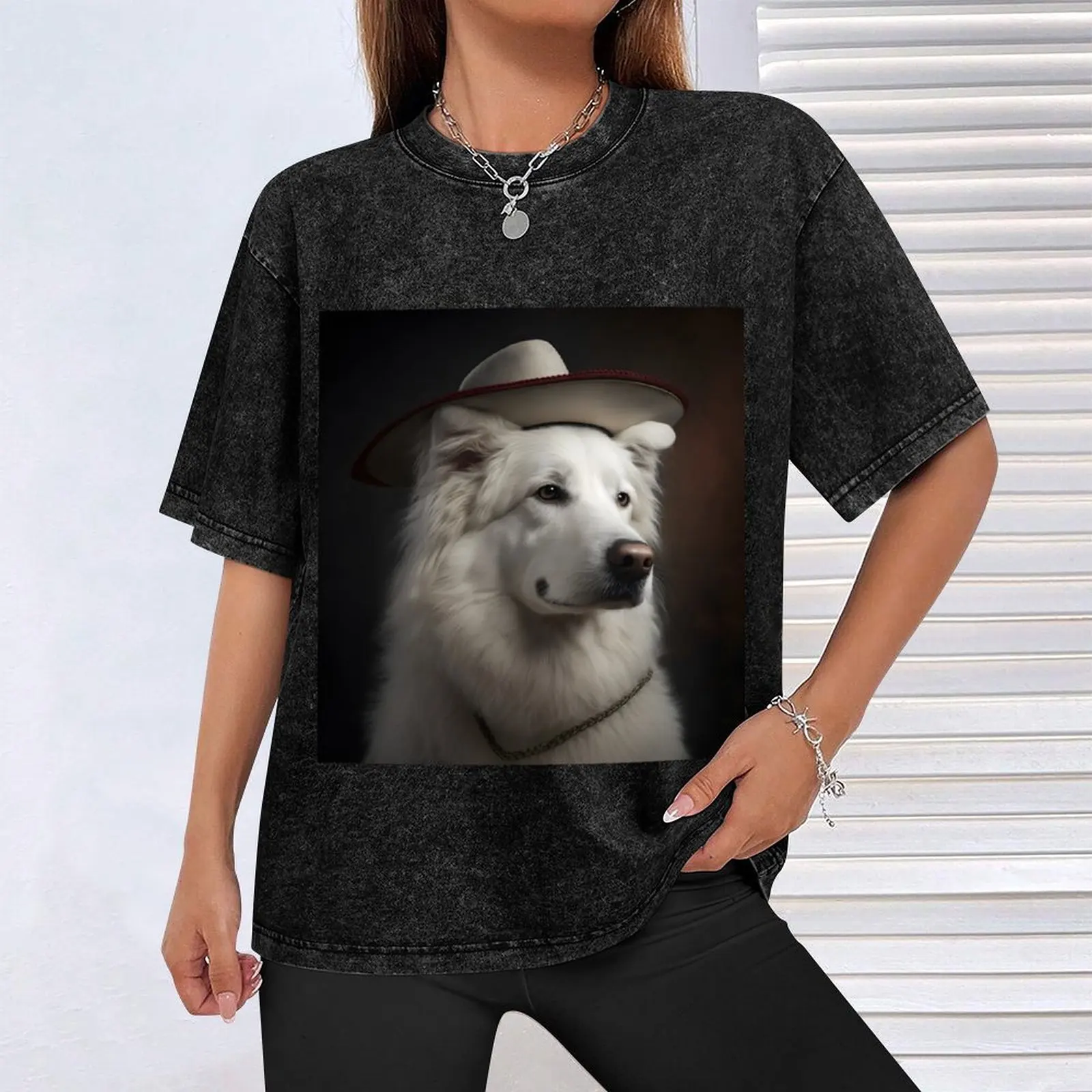 Berger Blanc Suisse с пиратской шляпой футболка большого размера спортивные фанаты