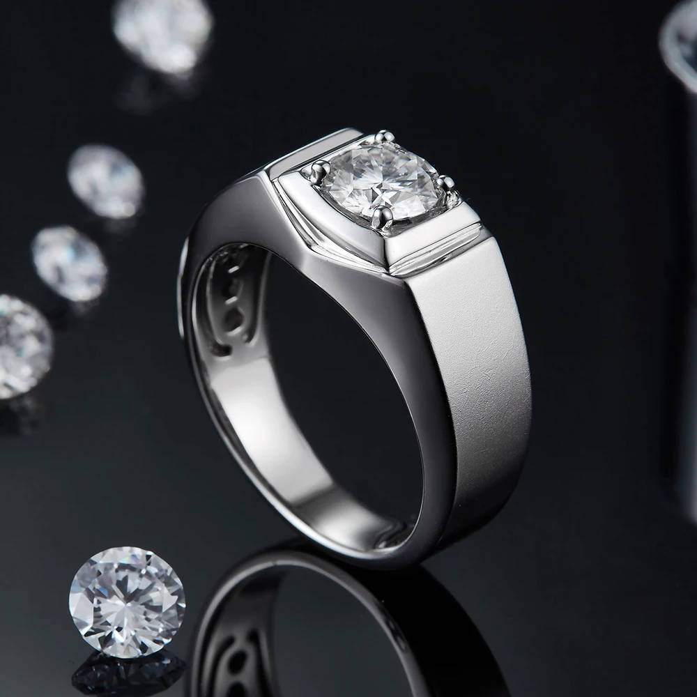 Фото Мужское кольцо с бриллиантами VVS1 Lab-выращенное в технике CVD HPHT Moissanite №5