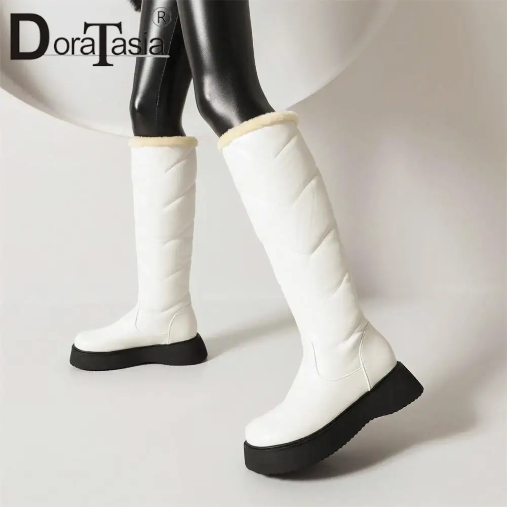 

Big Size 35-43 New Ladies Platform Winter Snow Boots Fashion Wedges Heels women's Knee High Boots Casual Warm Plush Woman Shoes