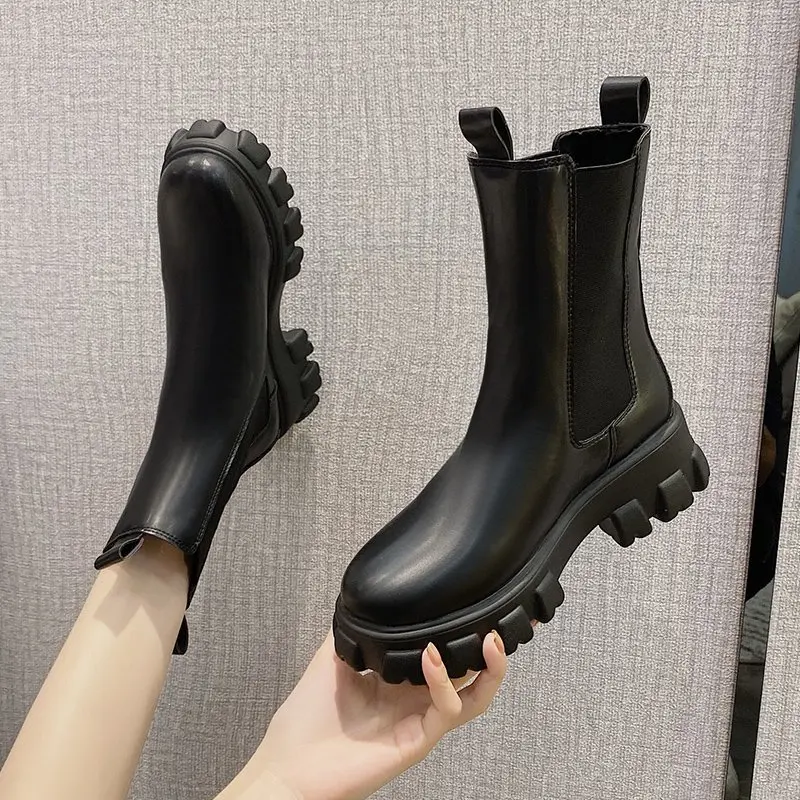 

New Luxury Chelsea Boots Women Ankle Boots Chunky Winter Shoes Platform Ankle Boots Slip On Chunky Heel BV Boot Brand Designer