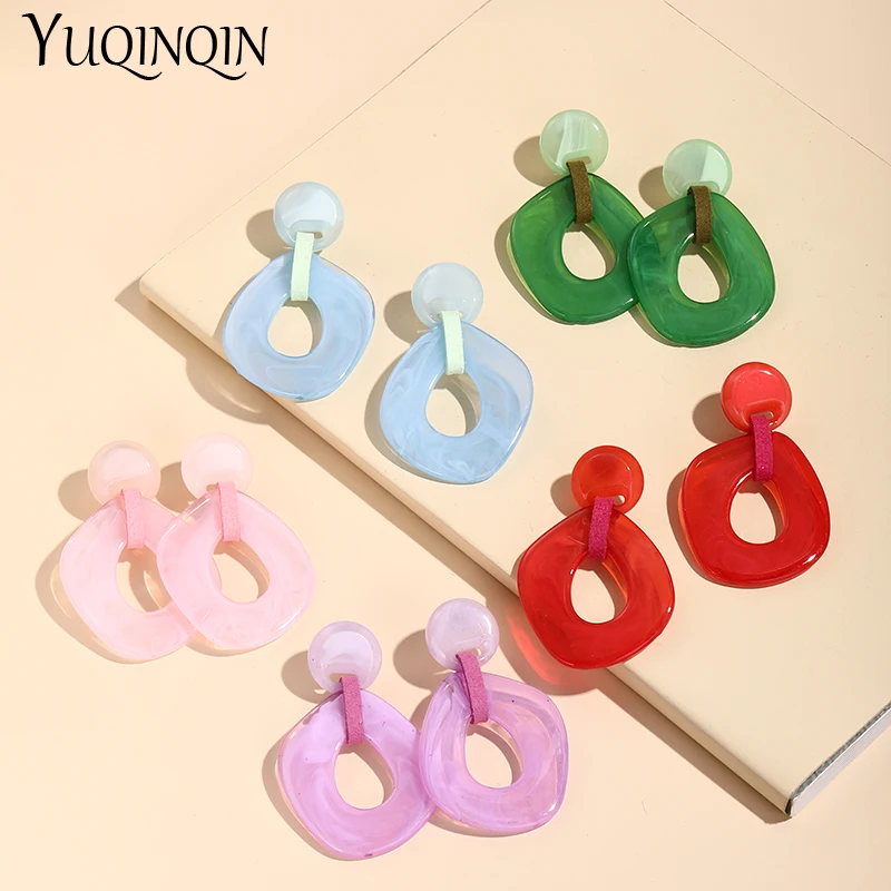 Модные красочные большие круглые Висячие серьги для женщин массивные длинные