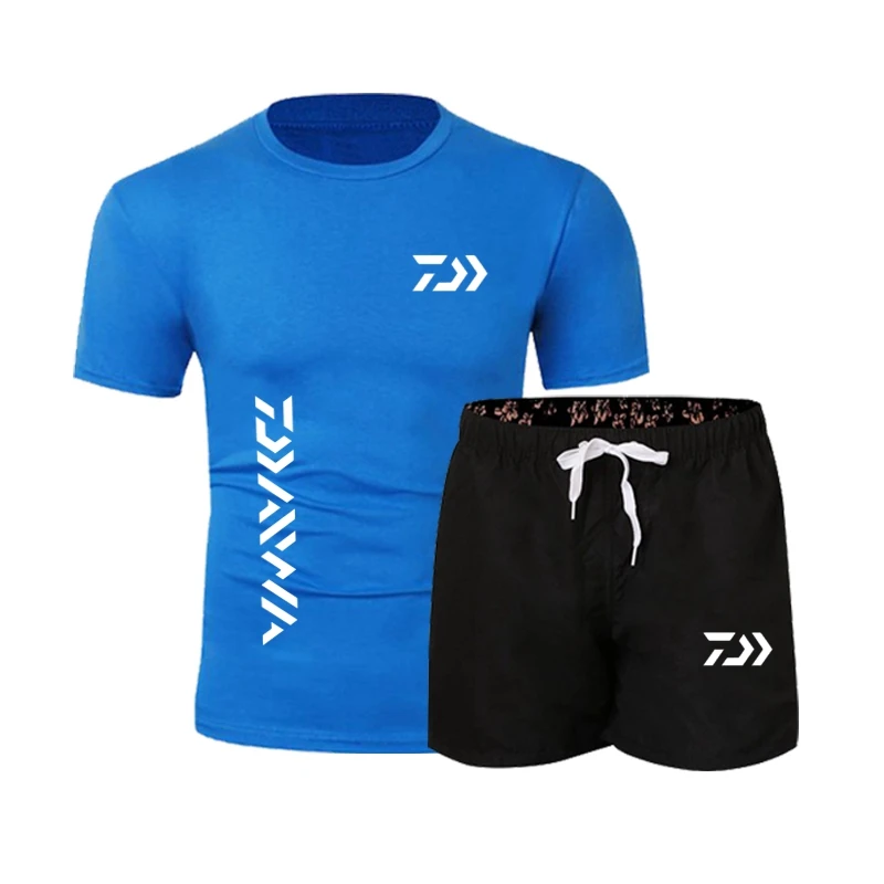 Daiwa Fishing Suit Men Summer Fishing Clothing Sportswear 2 Piece Outdoor Shorts Fishing Pants Quick Dry Sport Fishing T Shirt