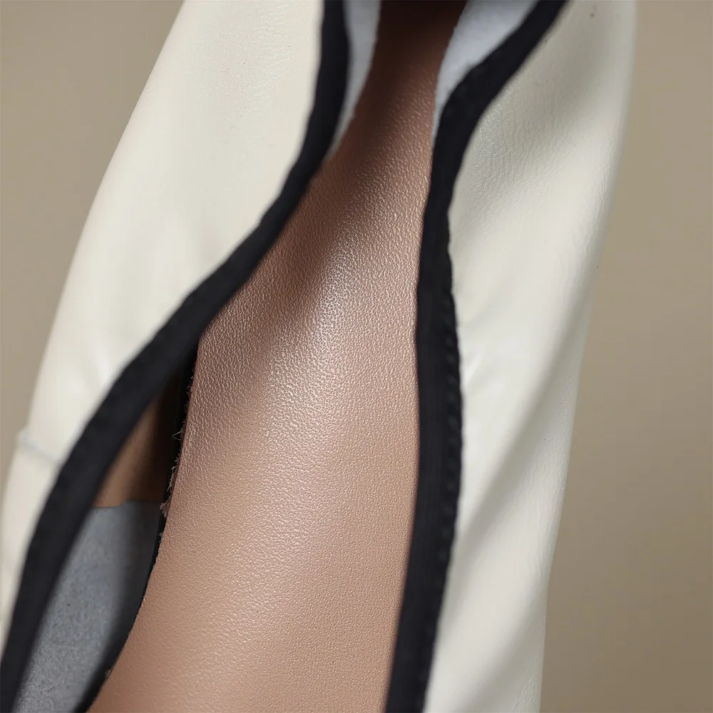 【JOCHEBED HU】New Fashion Elastic Band High Heels Soft Genuine Leather Square Toe Temperament Womens Single Shoes Witch Shoes