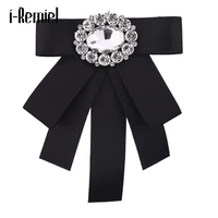 i remiel tie bows brooch rhinestone cloth art pins and brooches ladies broaches collar decoration groom blouse jewelry badge