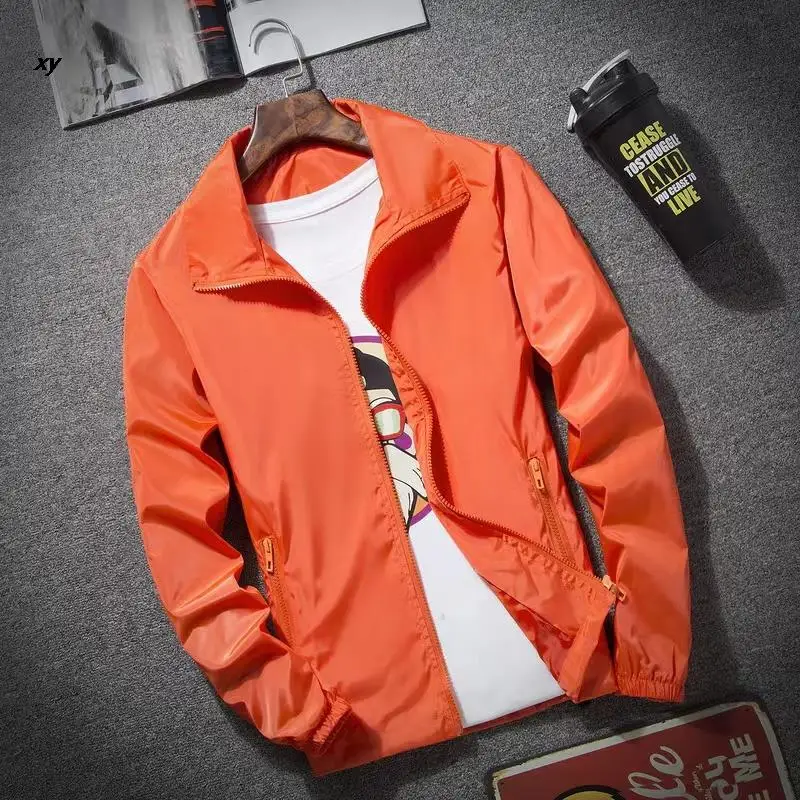 Spring / summer 2022 new men's solid jacket casual windbreaker zip thin lapel jacket s to 7XL