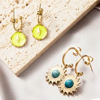 turquoise dangle earring enamel lightning sun charms pendants earrings stainless steel earring for women elegant jewelry 2022
