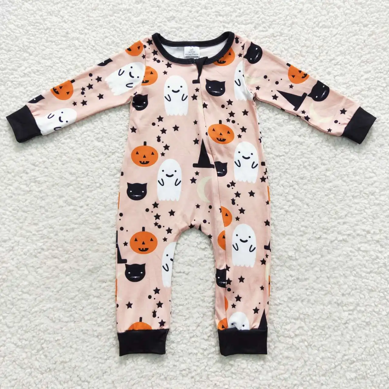 

Wholesale Newborn Halloween Zipper Romper Baby Boy Ghost Pumpkin Jumpsuit Kids Toddler Long Sleeves One-piece Cotton Clothes