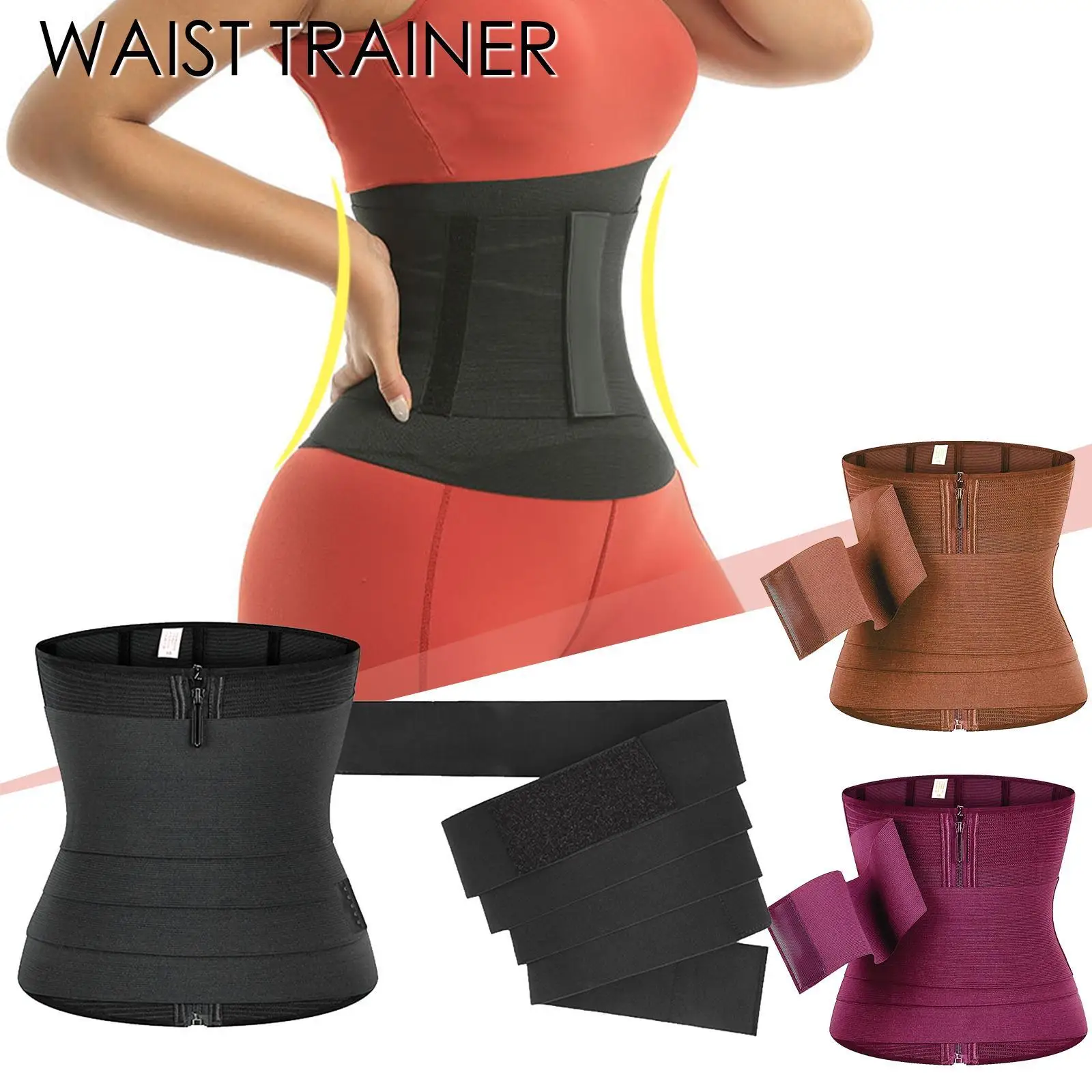 

New Women Waist Trainer Trimmer Belt Adjustable Belly Tummy Control Buckle Wrap Slimming Body Shaper Stretch Bands