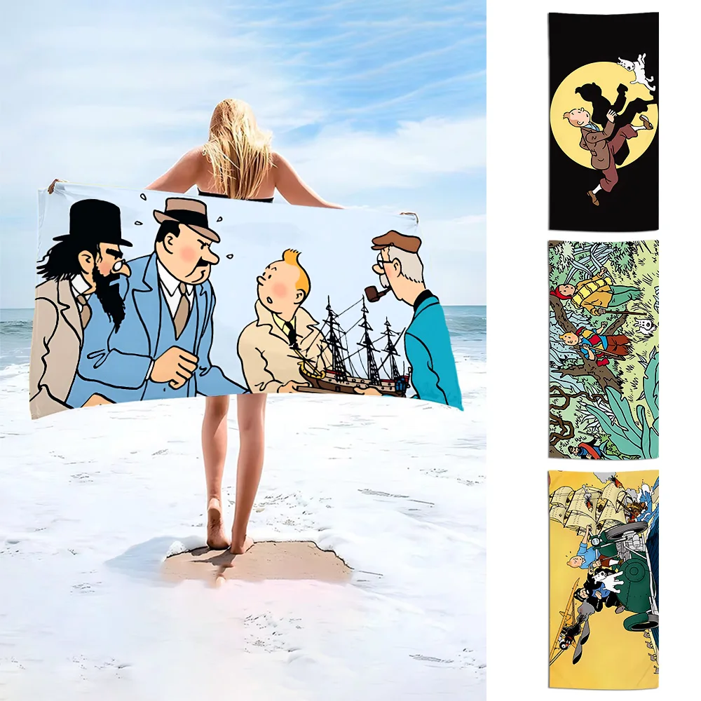 Пляжное полотенце THE Adventures of Tintin из микрофибры без песка быстросохнущие мягкие
