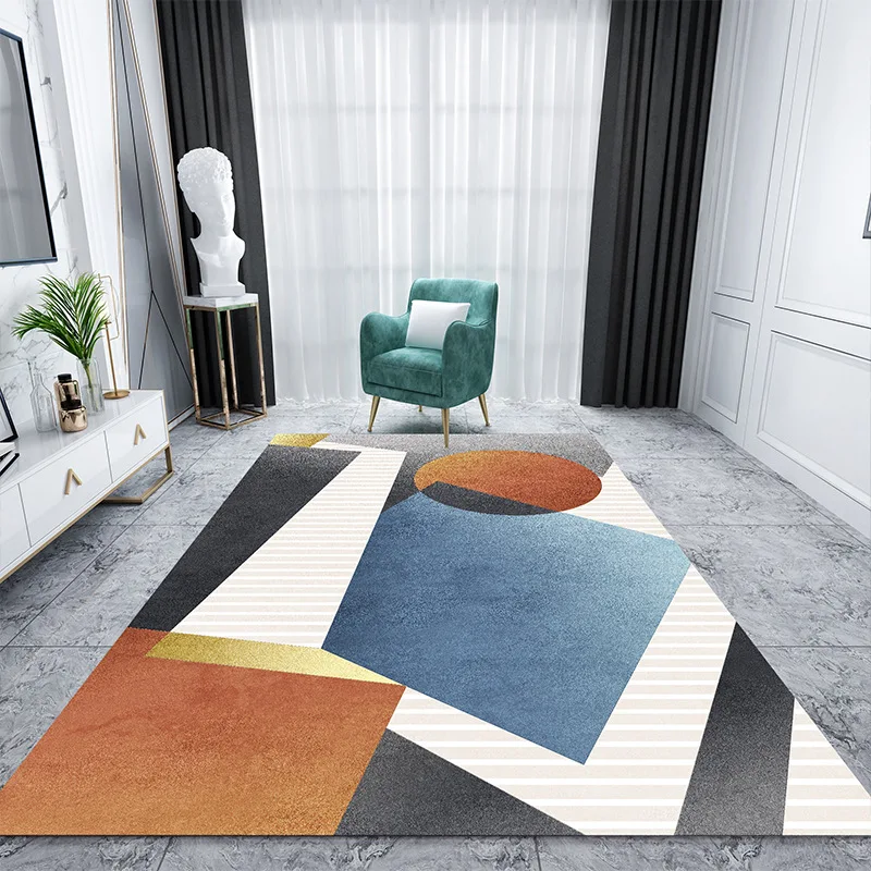 

Nordic Light Luxury Simple Style Rug Home Living Room Decoration Bedroom Carpet Crystal Velvet Coffee Table Mats Mechanical Wash