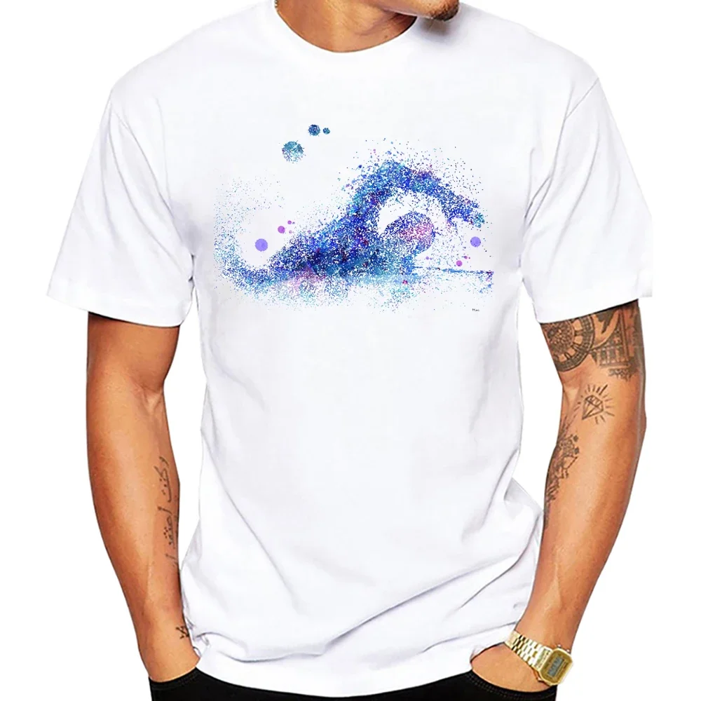 AMEITTE Новая Летняя мужская футболка с коротким рукавом для плавания акварельным