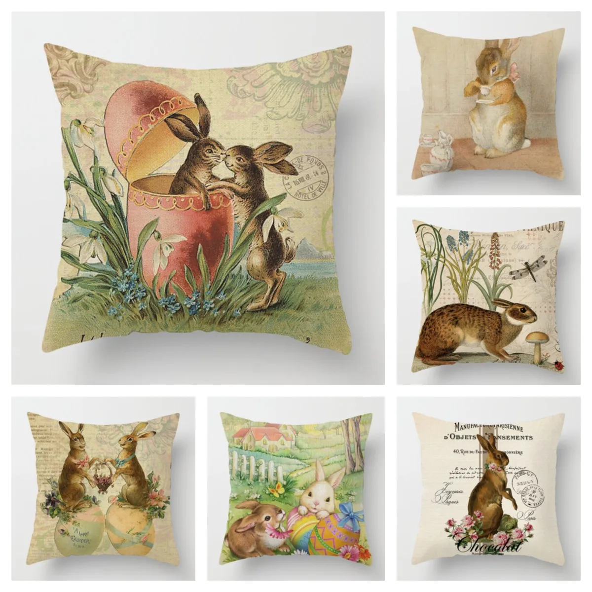 

Christian Easter Rabbit Egg Linen Pillowcase Home Decoration Living Room Sofa Cushion Cover 40*40 Car Holiday Pillowcase 60*60