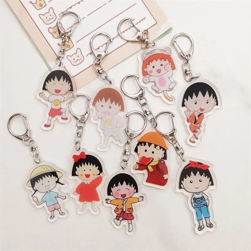 

Anime Cartoon Chibi Maruko Chan Keychain Creative Cartoon Girl Car Key Bag Couple Pendant Accessories Children's Girls Boys Gift