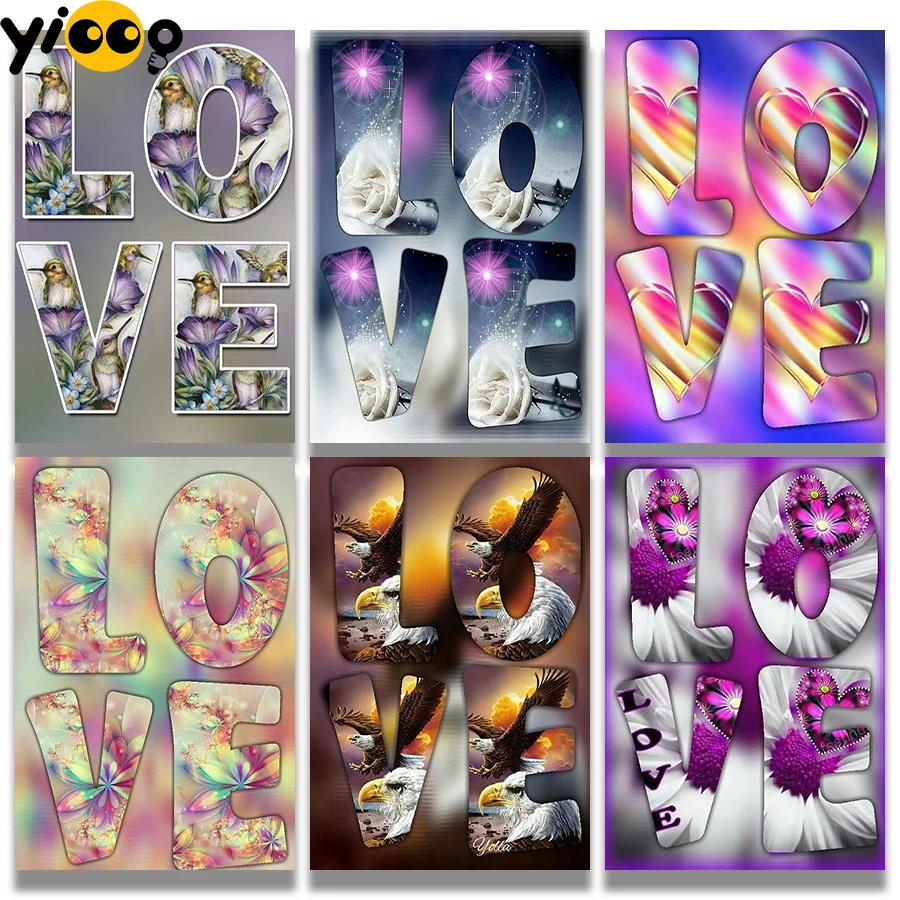 

Yioop Full drill diy embroidery 5d diamond paintings new collection 2022 "The Love" diamond mosaic kit home decor
