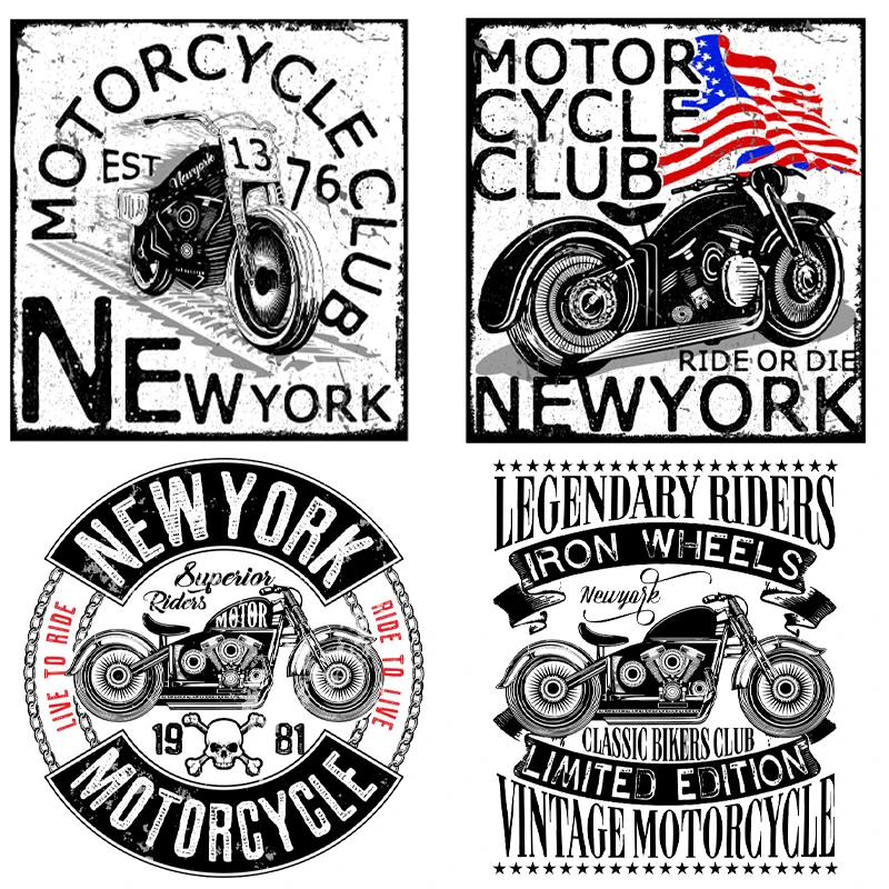 

Punk Rock Biker Patch Iron on Patches Heat Transfer Designs Clothing Thermoadhesive Patches Diy T-shirt Badges Textile Sticker